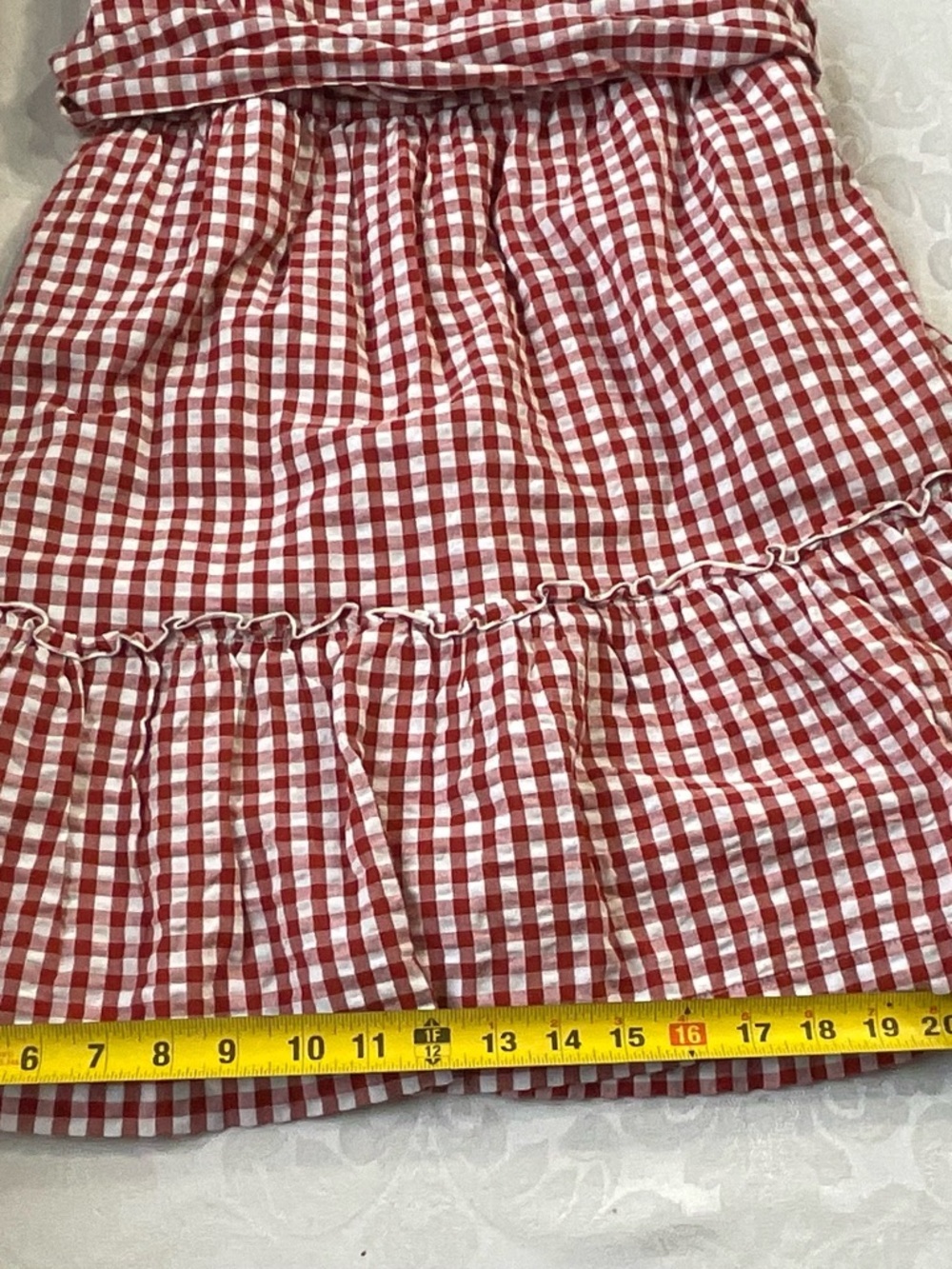 NWT crown & ivy red gingham one-shoulder ruffle dress size 6 new - Picture 8 of 8